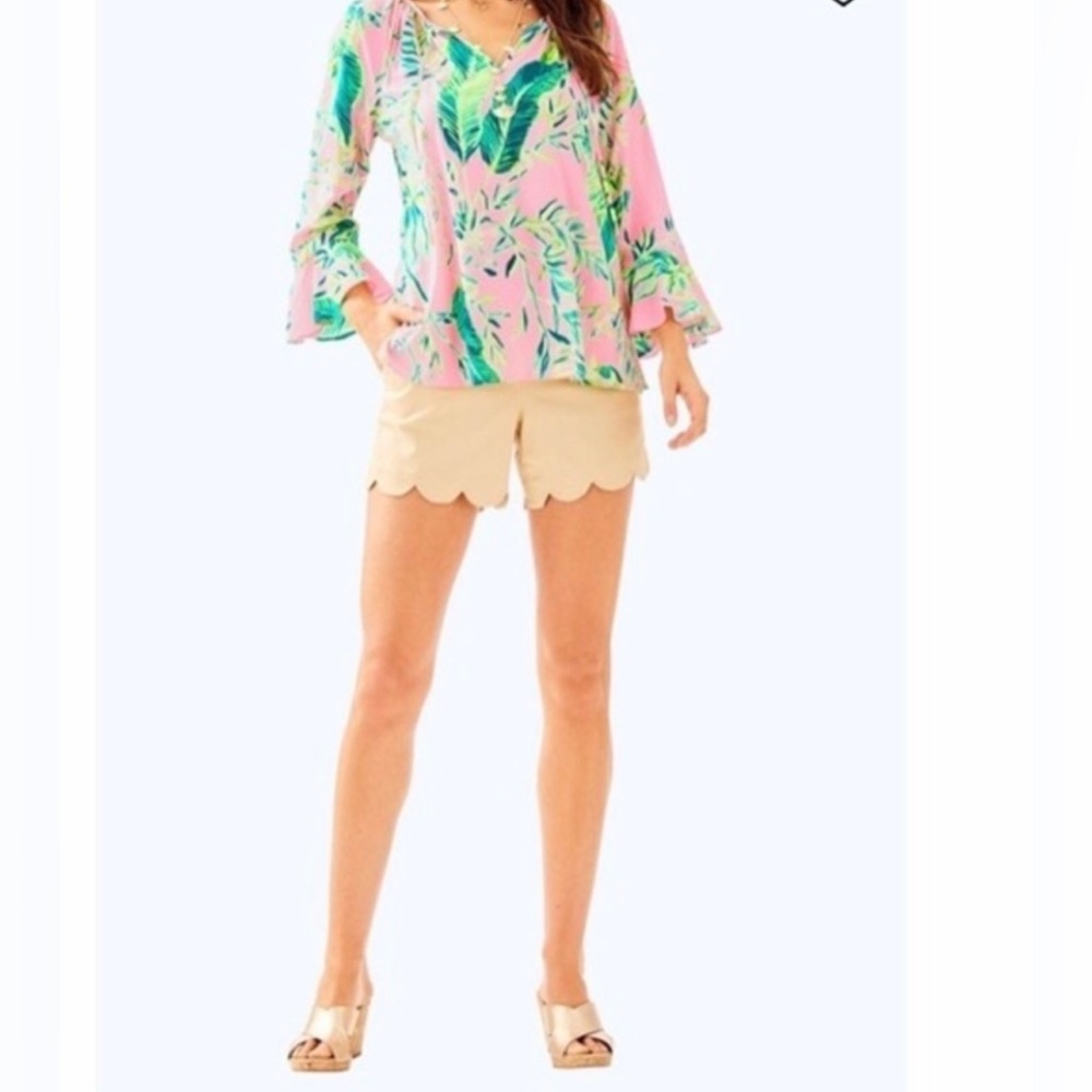 NWT Lilly Pulitzer Willa Flounce Sleeve Top in Chimpoiserie Print New Size L - Picture 2 of 12
